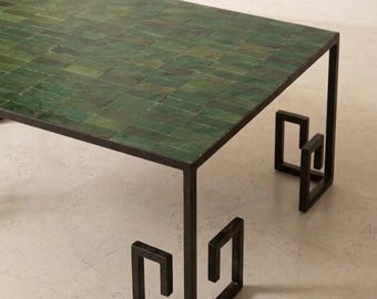Zellige Couchtisch Grüne Handgemachte Fliesen – Handarbeit mit Tradition – Zeitloses Marokkanisches Design