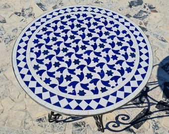 Handmade Moroccan Zellige Mosaic Table – Custom Tile Art