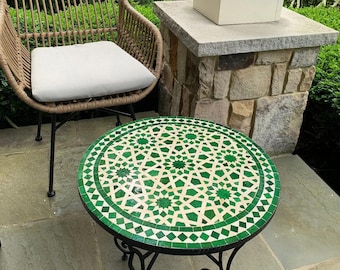 Handmade Moroccan Zellige Mosaic Table – Custom Tile Art
