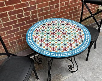 Handmade Moroccan Zellige Mosaic Table – Custom Tile Art