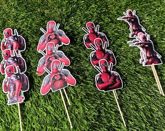 Deadpool Cupcake Toppers: Superhero Party Decorations