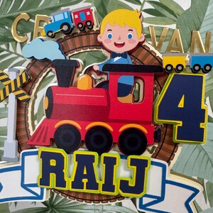 Train and tracks birthday cake topper