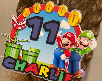 Mario brothers cake topper , gameboy party, Mario and Luigi cake topper