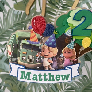 Trash truck cake topper