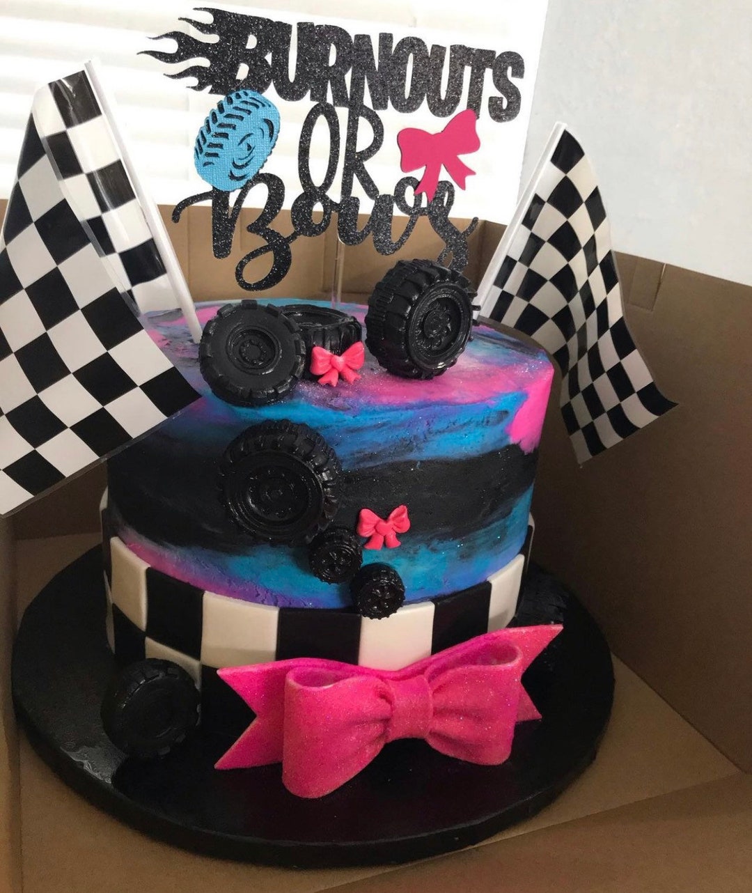 Burnouts or Bows Gender Reveal Topper Etsy