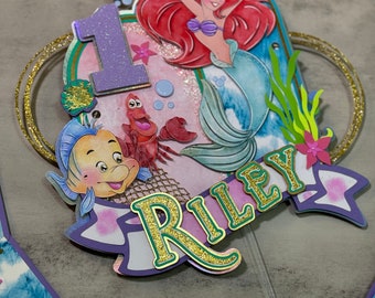 Mermaid topper , little mermaid, watercolor little mermaid cake topper