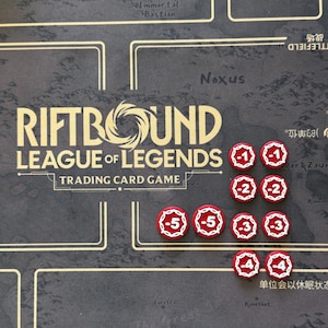 Riftbound: Fichas TCG / Todas las palabras clave e indicadores de poder / Marcadores de juego impresos en 3D / Accesorios para el juego de cartas coleccionables League of Legends. Damage Deal X10