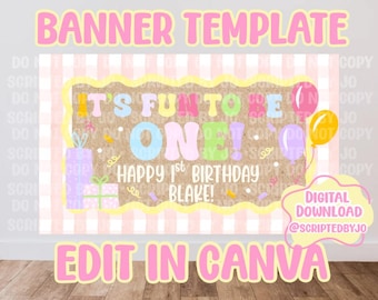 C'est amusant d'être UN - Modèle de bannière pour le premier anniversaire (téléchargement numérique)