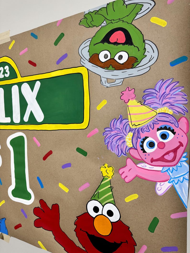 Sesame Street Birthday Banner, Custom Hand-painted Party Sign - Etsy