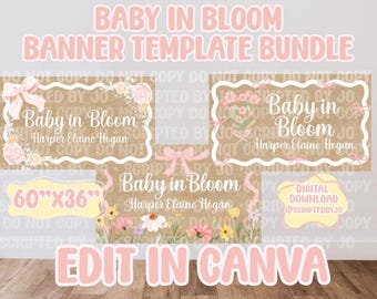 Lot de modèles de bannières « Baby in Bloom » – Design baby shower (téléchargement numérique)