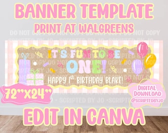 C'est amusant d'être un - Modèle de bannière pour premier anniversaire - 2 x 6 panneaux WALGREENS à imprimer (téléchargement numérique)