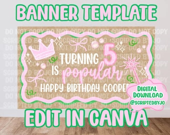 Modèle de bannière Wicked Birthday, maquette modifiable sur toile (téléchargement numérique)