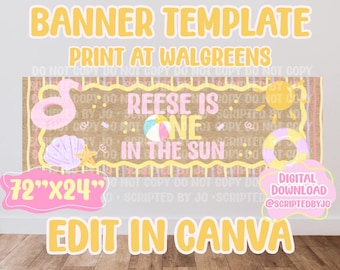 ONE in the Sun - Modèle de bannière pour premier anniversaire - 2 x 6 panneaux WALGREENS à imprimer (téléchargement numérique)