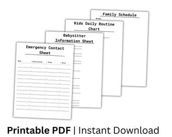 Family Organizer Bundle Printable, Household Planner Pack, Kids Routine Chart, Family Schedule PDF