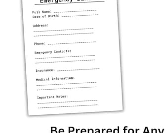Emergency Binder Printable, Family Emergency Planner, Important Documents Organizer, Emergency Prep Sheet