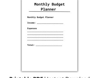 Monthly Budget Planner Printable Minimalist, Simple Budget Sheet, Clean Finance Tracker PDF, Budget Template