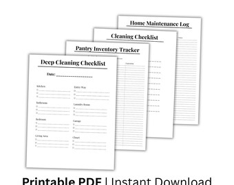 Home Management Bundle Printable, Cleaning Planner, Household Organizer, Chore Chart Pack PDF