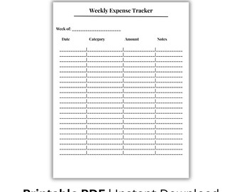 Weekly Expense Tracker Printable, Spending Log Weekly, Budget Tracker Sheet, Finance Printable PDF