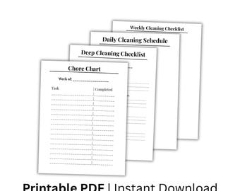 Cleaning Planner Bundle Printable, Cleaning Checklist Pack, Home Cleaning Schedule, Chore Planner PDF