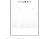 Workout Log Printable, Fitness Tracker Sheet, Exercise Log PDF, Gym Planner Printable, Workout Planner