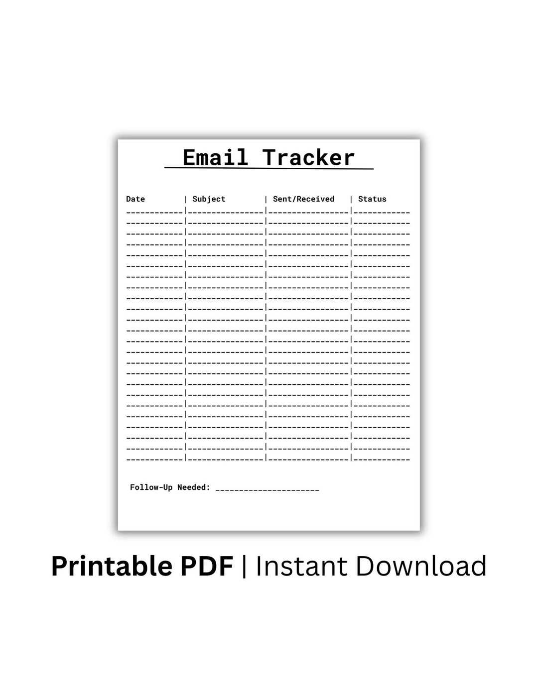Email Tracker Printable, Email Log Sheet, Communication Tracker, Work ...
