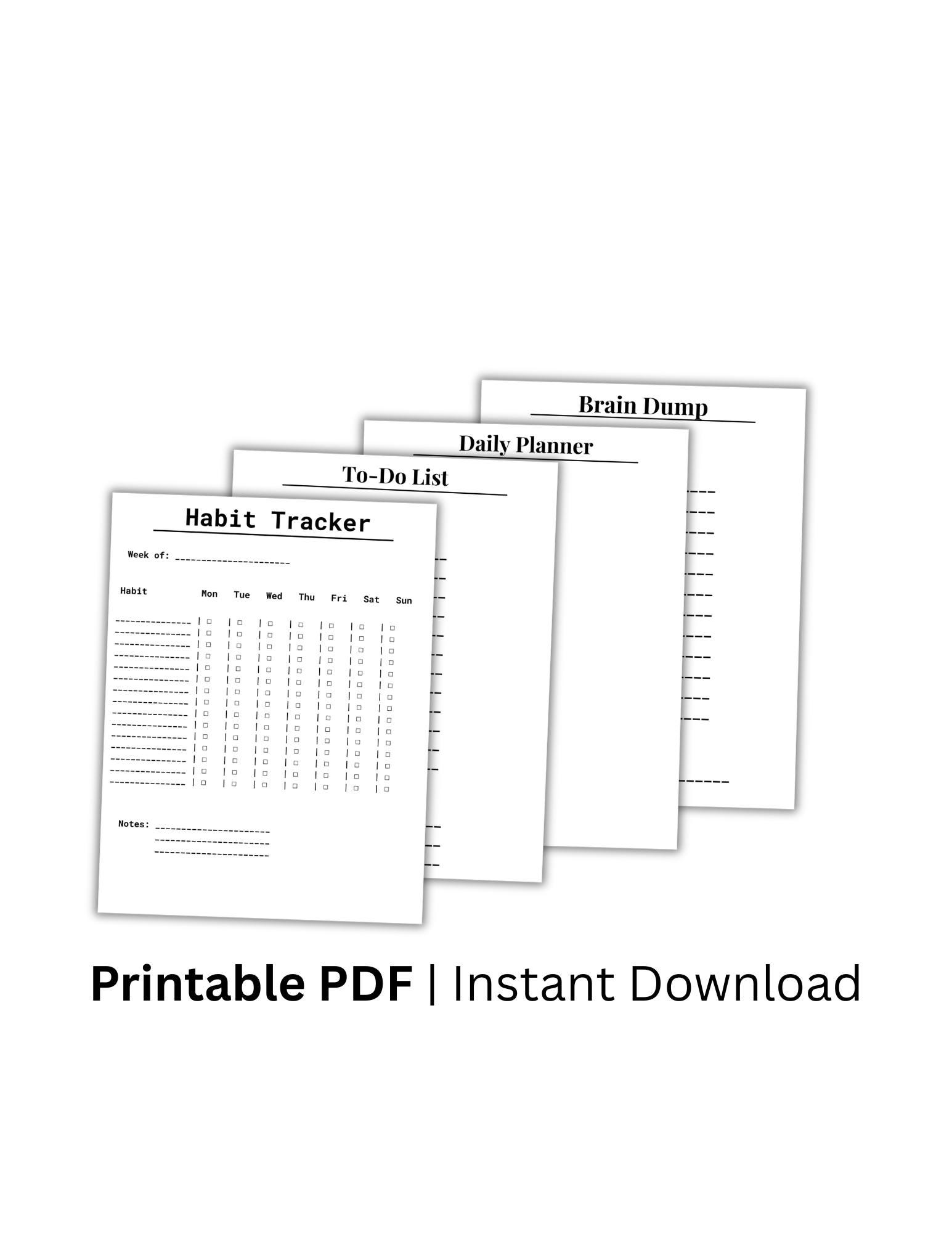 Productivity Planner Bundle Printable, Daily & Weekly Planner Pack ...