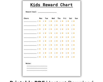 Kids Reward Chart Printable, Behavior Tracker, Star Chart for Kids, Positive Reinforcement Chart