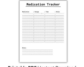 Medication Tracker Printable, Daily Medication Log, Pill Tracker PDF, Health Planner Sheet