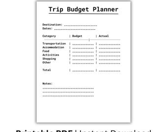 Trip Budget Planner Printable, Travel Budget Tracker, Vacation Expense Sheet, Travel Planner PDF