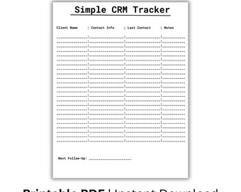 Simple CRM Tracker Printable, Client Management Sheet, Customer Tracker, Business Organizer, Instant Download