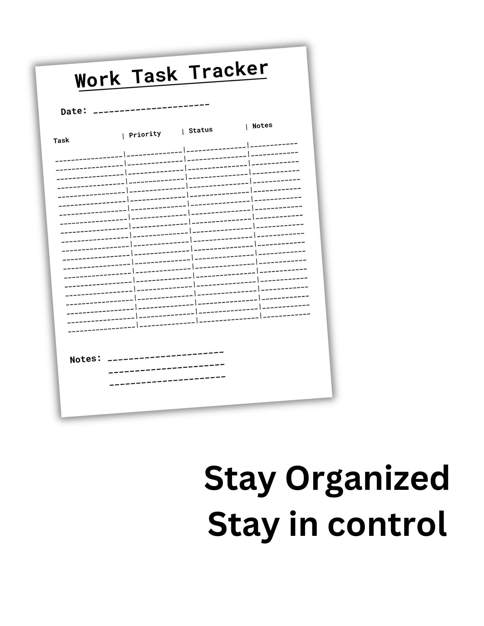 Work Task Tracker Notebook Work Task Tracker Printable, Task Management Sheet, Work Planner ...
