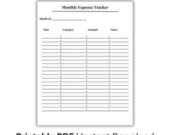 Monthly Expense Tracker Printable, Spending Log Monthly, Budget Tracker Sheet, Finance Planner PDF