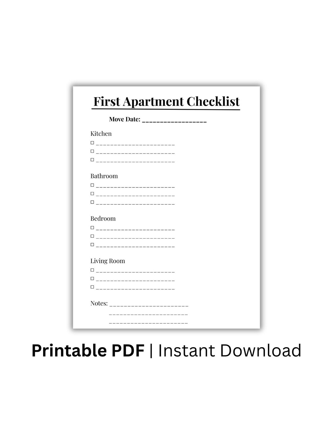 First Apartment Checklist Printable, New Apartment Essentials List ...