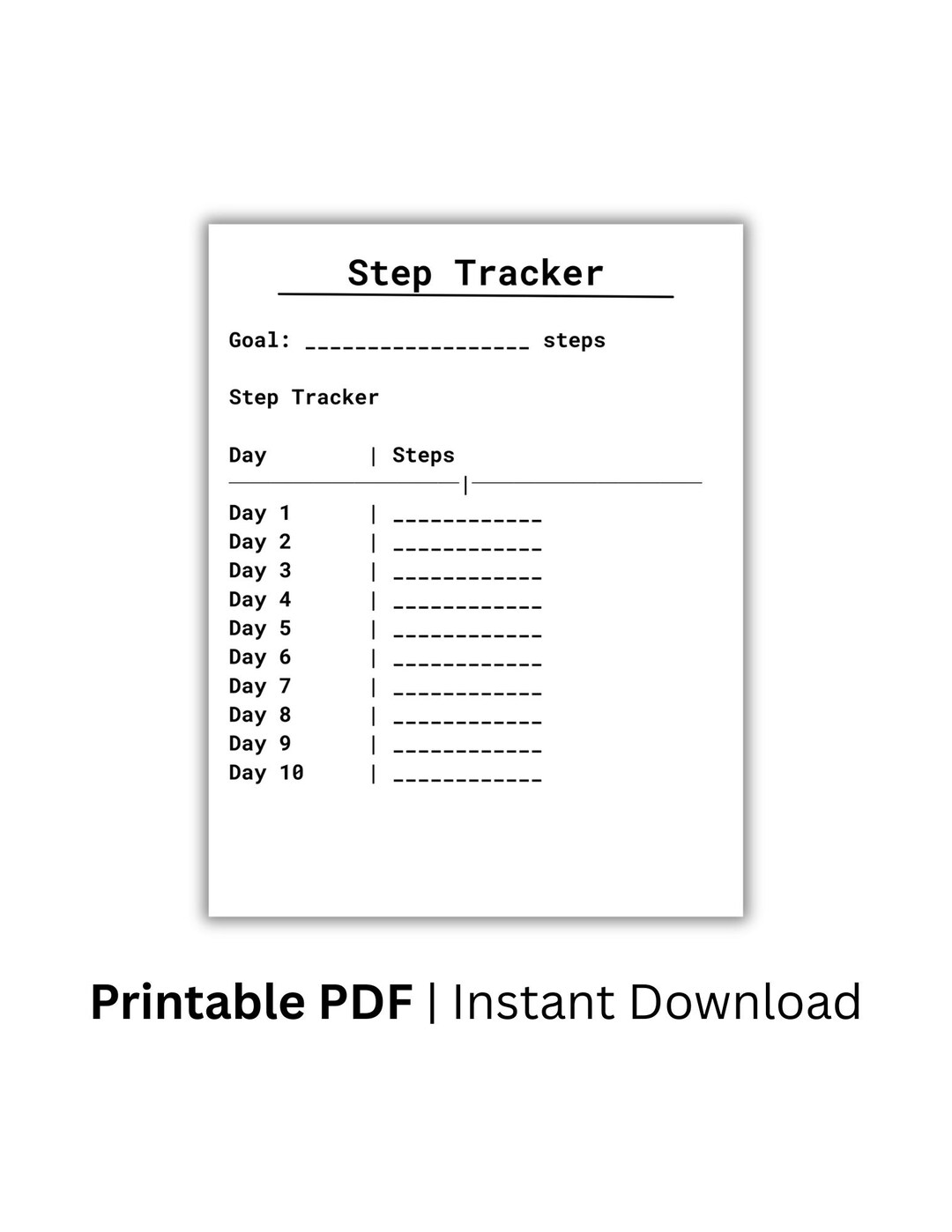 Weekly Step Count Sheet Step Tracker Printable, Daily Step Log, Walking Tracker PDF, Fitness ...