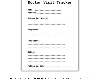 Doctor Visit Tracker Printable, Appointment Log, Medical Tracker Sheet, Health Planner Printable
