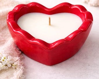 Red heart shaped candle