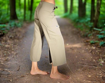 Saliegroene cropped broek Tencel – sportkleding, yoga, wandelen dames