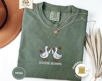 Goose Bumps embroidered goose Comfort Colors T-Shirt | Silly goose tee, funny animal shirt, animal lover tee