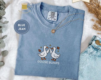 Camiseta Goose Bumps con bordado de ganso Comfort Colors / Camiseta de ganso tonta, camiseta divertida de animales, camiseta para amantes de los animales