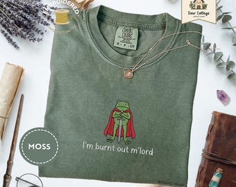 Camiseta divertida de rana quemada, colores cómodos / Camiseta divertida de gamer con animales Dnd "Estoy quemado, mi señor", camiseta pesada, regalo para él/ella