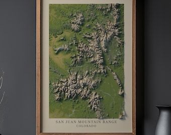 Cordillera de San Juan, Colorado / Mapa en relieve / Póster topográfico / Impresión física