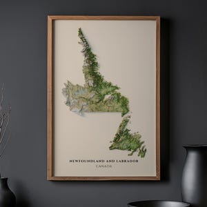 Newfoundland Labrador Relief Map Print | Topographic Terrain Wall Art (Digital Download)