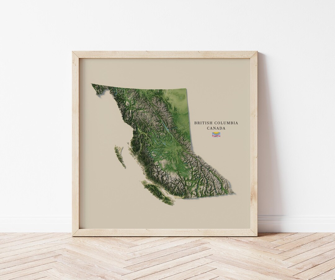 British Columbia | Terrain Relief Map | Digital Download - Etsy