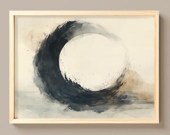 Japandi Stil Enso Tusche Kreis, Minimal Zen Aquarell Pinselstrich Kunst (Digitaler Download) 295