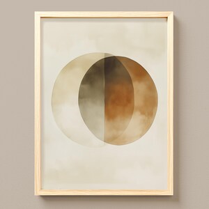 Minimalist Mid-Century Abstract Moon - Modern Earthy Circular Art, Neutral Watercolor Composition, Warm Boho Printable Wall Art 455