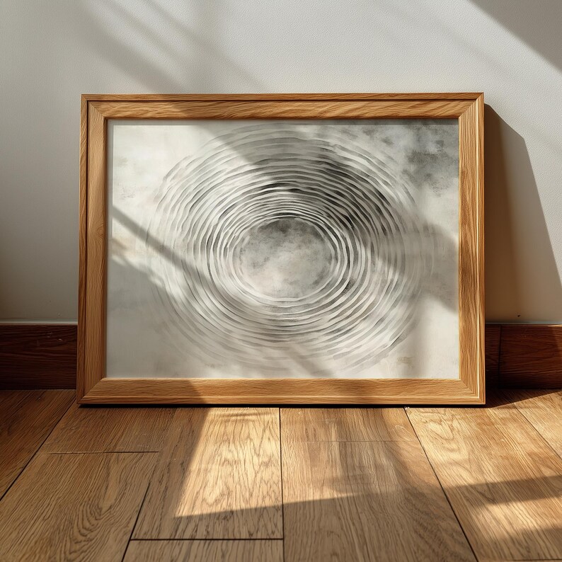 Minimalist Concentric Circles Art - Abstract Watercolor Ripples, Subtle ...