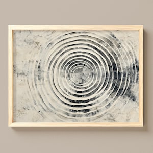 Concentric Ripple Pattern, Modern Geometric Monochrome Art (Digital Download) 375