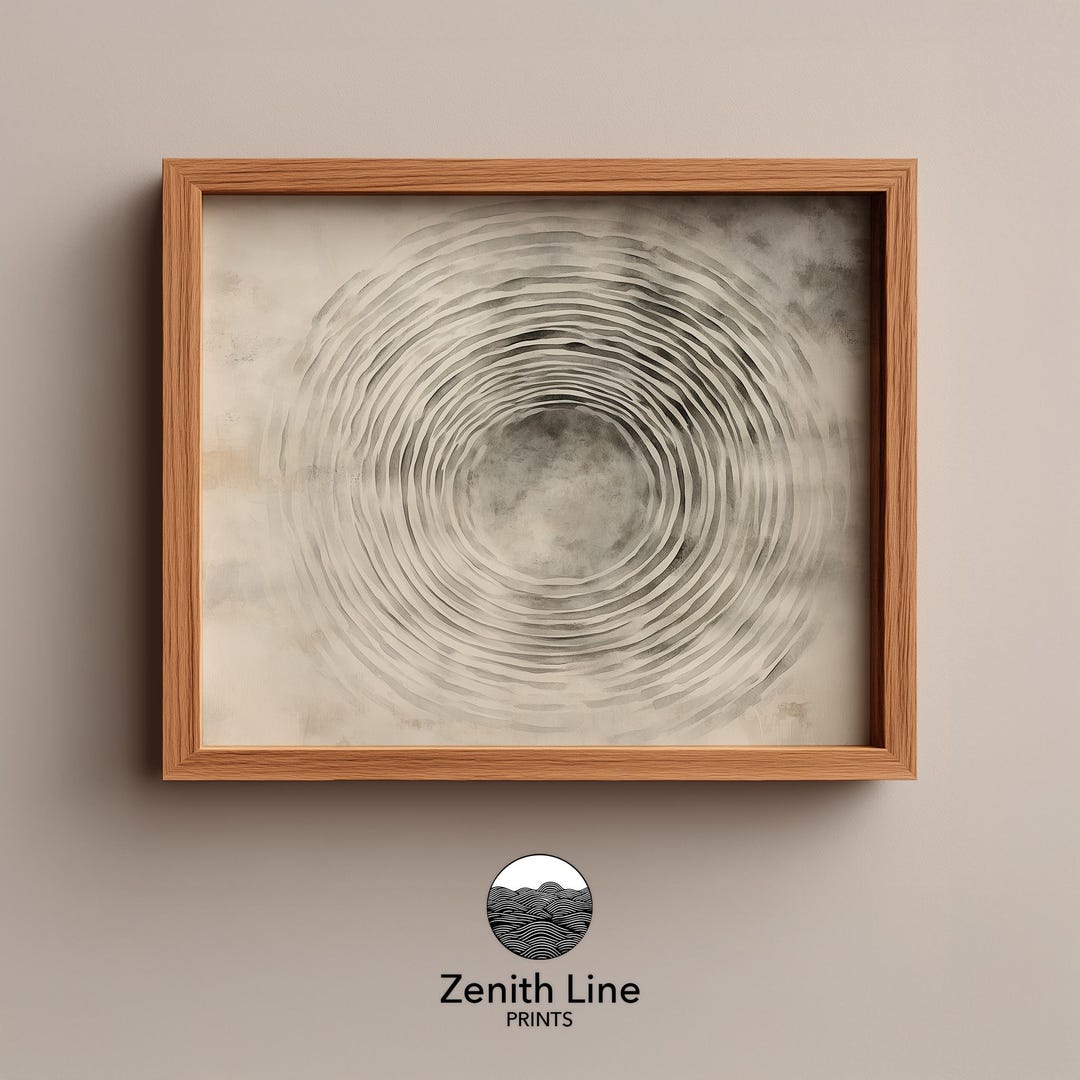 Minimalist Concentric Circles Art - Abstract Watercolor Ripples, Subtle ...