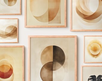 Warm Neutral Abstract & Botanical Art Set of 10: Mid-Century Prints (Digital Download) 1062