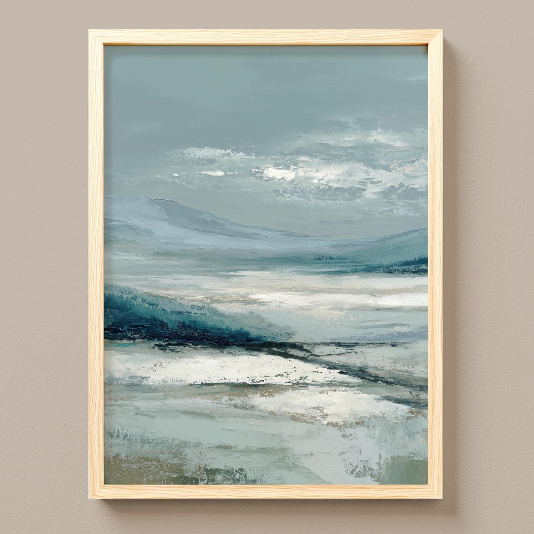 Calming Abstract Coastal Landscape Art - Printable Minimalist Seascape ...